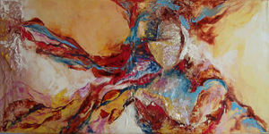 Sirocco, collage et huile sur toile, 40x80, 2008